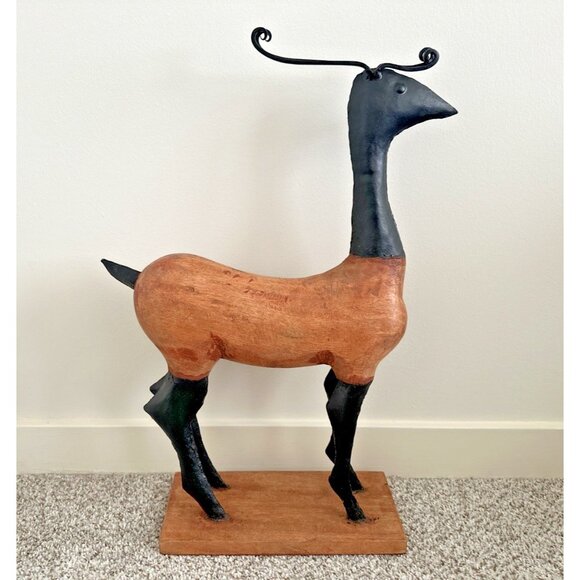 Vintage Reindeer Handmade Metal and Wood Primitive Art Sculpture 22" Home Decor - Picture 3 of 10